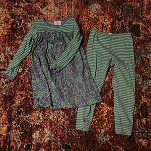 Hanna Andersson Striped and Floral Tunic/Dress and Pant Set